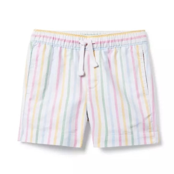 Janie and Jack Pastel Striped Oxford Pull-On Toddler Short Sie 18-24 - Picture 1 of 5